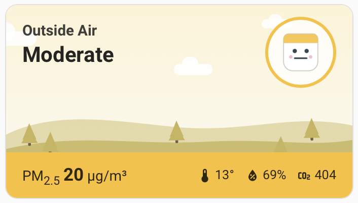 Air Quality Scene card in the Moderate state
